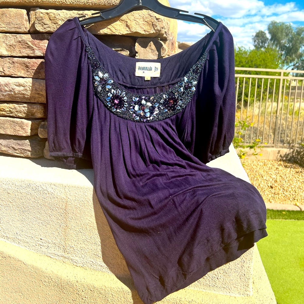 Hannah Jo purple sequence blouse size small